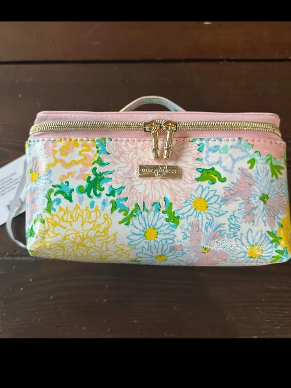 New Lilly Pulitzer Pink Floral Comestic Travel Vanity Bag